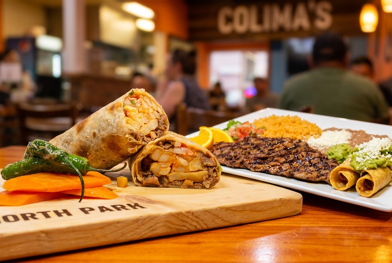 Colima's Mexican Food California Burritos and Carne Asada plates